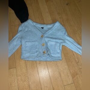 Knit baby blue outfit set